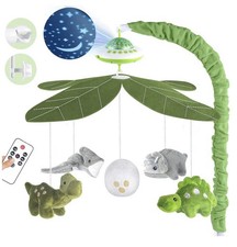 VZO Baby Crib Mobile Music Lights Remote Dinosaur Nursery Rotating Projection