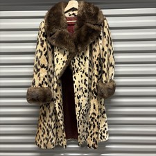 Vintage 60  s Faux Leopard Swing Coat Pinup Rockabilly Safari Sportowne La France