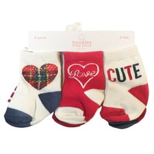 6 Pack Baby Socks With Heart Love Classic Design By Bundles Baby Place 0-6M