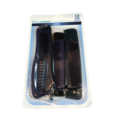 Basic Solutions 12 Pack Set Of Variety Hair Combs For Men & Women New Beauty