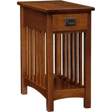 Leick Furniture Mission End Table With Shelf in Medium Oak Finish