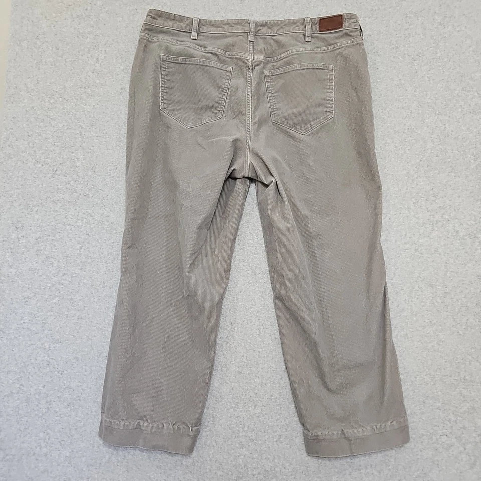 Lands End Womens Corduroy Crop Pants Size 18 Gray Stretch Mid Rise G-1 - Image 4 of 4