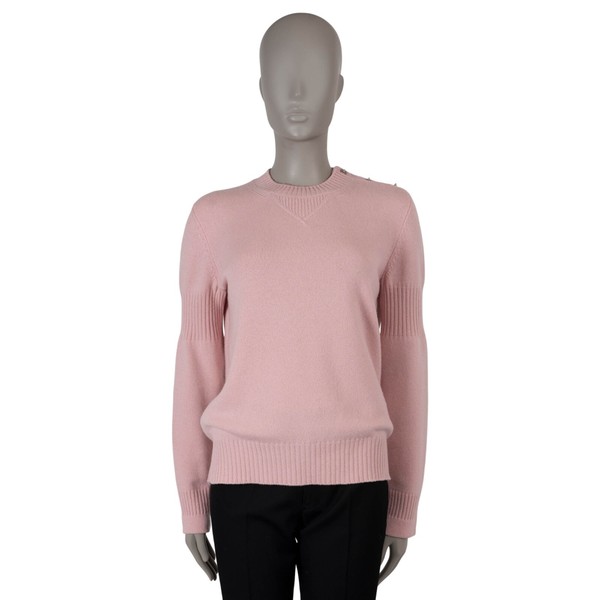 70756 authentischer CHANEL Pullover babyrosa Kaschmir 15P CC DREHVERSCHLUSS Rundhalsausschnitt 40 M