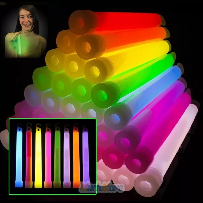 96 Ultra Bright 6 Large Glow Sticks Bulk- Emergency Light Sticks 20 Hr  Duration