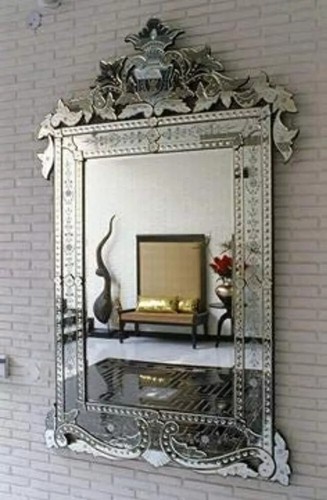 Venetian Mirror Wall Glass Frameless Clear Crown Vintage Vanity Style 36x48 inch - Picture 3 of 11