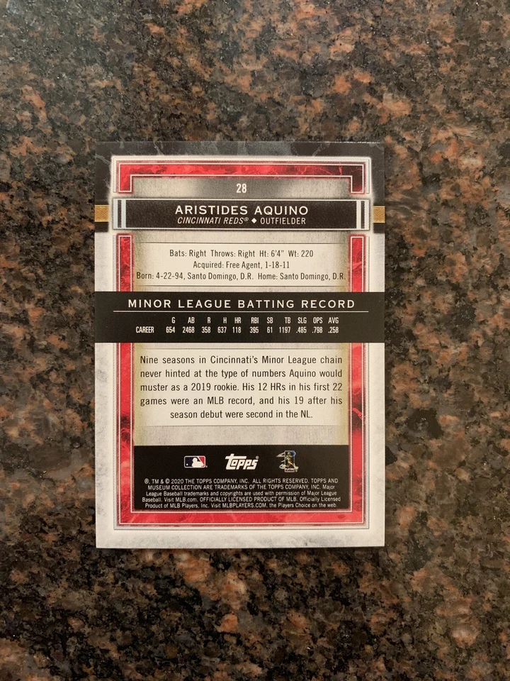 2020 TOPPS MUSEUM COLLECTION #28 ARISTIDES AQUINO RC ROOKIE CARD - Image 2 of 2