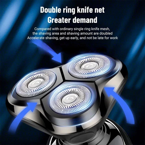 Herren Nass/Trocken Elektrorasierer Trimmer Rotationsrasierer Bartrasur USB Wiederaufladbar - Bild 4 von 10