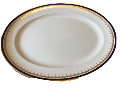  Keeling & Co Burslem Fleischservierplatte 16'' / 41 cm lang Kobaltblau / Gold