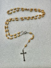 Vintage Olive Wood Rosary W Terra Jerusalem Dirt Relic Made In Jerusalem