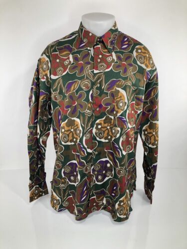 Awesome IKE BEHAR / NEIMAN MARCUS - NEW w TAGS - Floral LINEN BLEND Vtg XL Shirt - Picture 2 of 8