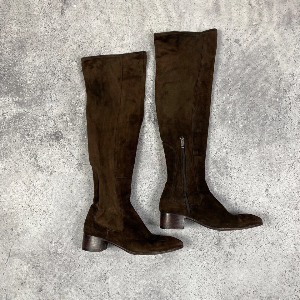 Botas de gamuza Jil Sander Vintage Botford hasta la rodilla marrón talla 38 Foto 2 de 4