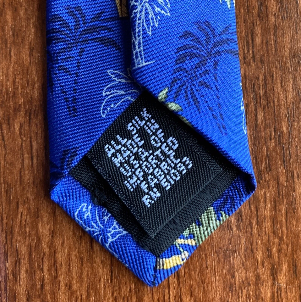 Corbata de golf para hombre azul seda 60 pulgadas de largo golfista golfista bajo palmeras Foto 4 de 4