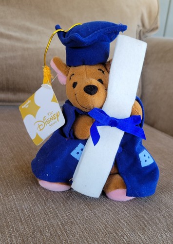 Disney Store Winnie the Pooh Graduation Roo Bean Bag Plush 6" New