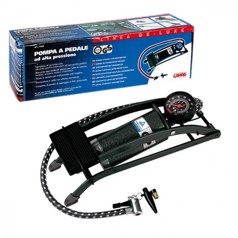 LAMPA Bomba inflador de pie con manómetro para bicicleta