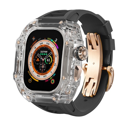 Transparent Case Fluororubber Band Strap For Apple Watch Ultra 49MM 8765 44/45mm - Zdjęcie 34 z 49