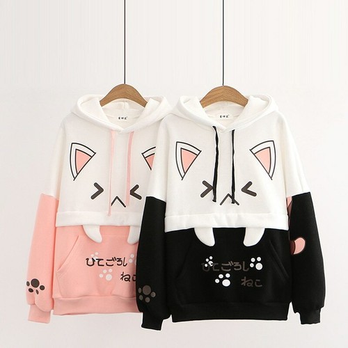 Pull à capuche Super Kawaii Cat Japonais Kpop Harajuku Vêtements Style Anime - Photo 10/18