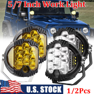 5/7inch 90W LED Work Light Bar Spot Flood Pods Offroad SUV ATV Driving Fog Lamps