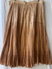 SAN JOY USA, Women's One Size Cotton Peasant Tiered Gauze Midi Skirt Embellished