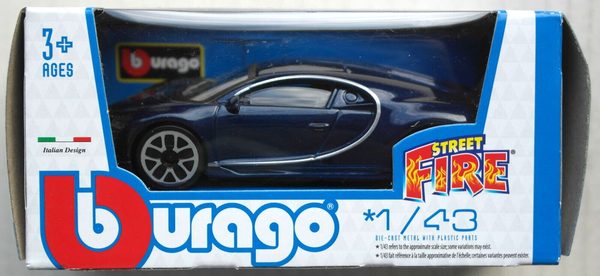 Bburago Bugatti Chiron Dunkelblaumetallic 1:43 Neu/Ovp Modellauto Sportwagen Car-image