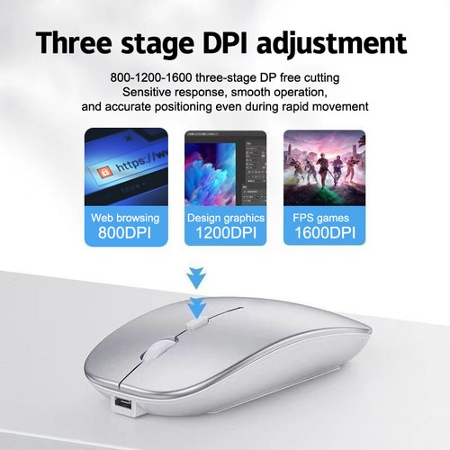 Portable Wireless Mouse Bluetooth-compatible 2.4GHz Dual Mode Computer Mice M-mx - Photo 7/30