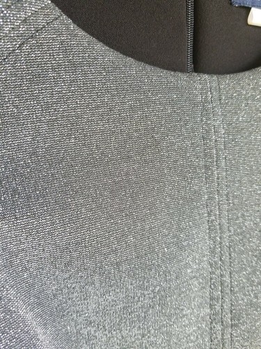 TOMMY HILFIGER Scuba Dress Midi Black Silver Metallic Sheath Zip Logo NWT$129 - Picture 6 of 9