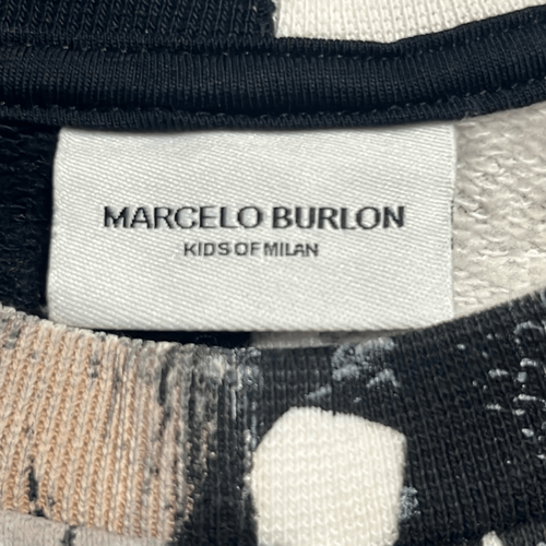 MARCELO BURLON BOY 10 WINGS SNAKE Black White Color block Sweatshirt Italy NWOT - Picture 6 of 7