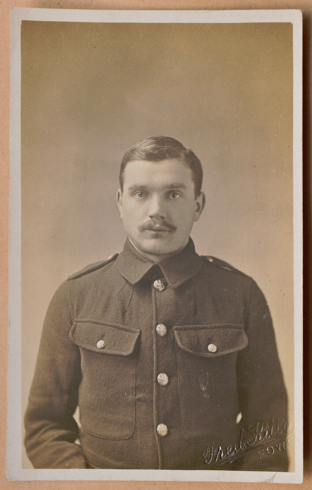 British army soldier portrait from Fowey Cornwall, WW1 or interwar era