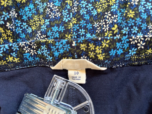 Girls Lands End Navy Floral Pleated Cotton Skirt New in Bag 10 Attach Bike Short - Picture 4 of 10
