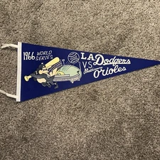 VERY RARE 1966 Los Angeles Dodgers National League Champs Blue Felt Pennant