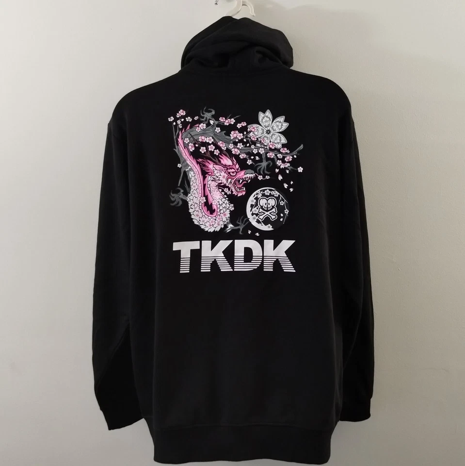 Tokidoki Flor de Cerezo Dragón Negro Cremallera Sudadera con Capucha 3XL Rosa Sakura Flor Suelta Foto 2 de 4