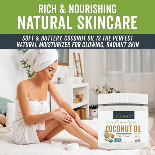 Viva Naturals Organic Coconut Oil Unrefined Cold-Pressed Cooking Hair Skin Oil - Picture 4 of 20