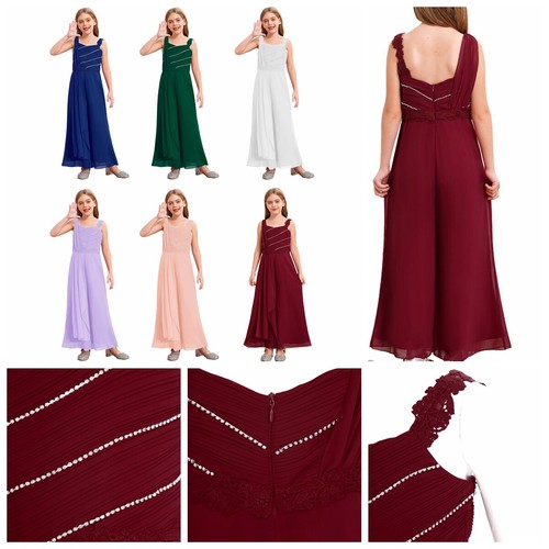 Kids Girls Pantsuit Recitals Rompers Bridesmaid Jumpsuit Celebration Leotard - Picture 5 of 56