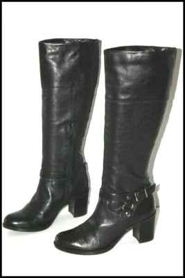 ANDRE Bottes à Talons Cuir Noir Bouts Ronds T 38 TTBE - Photo 1/4