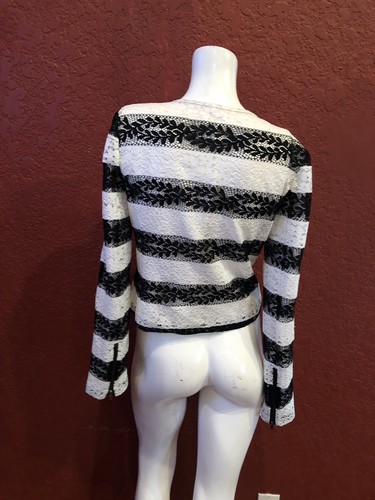 APPARELINE MODCLOTH COMBO FAUX LEATHER/LACE LONG SLEEVE - Picture 3 of 8