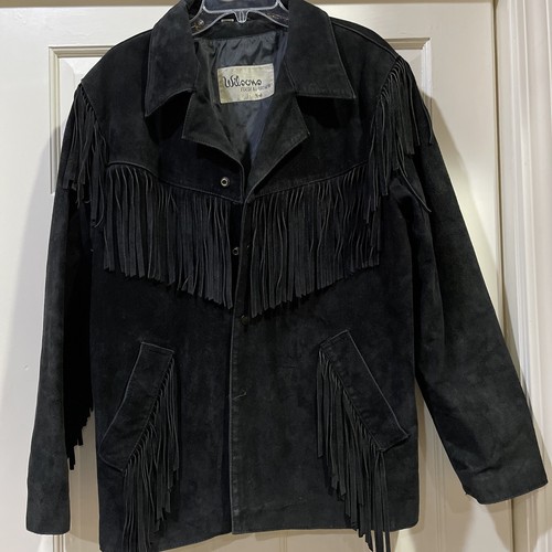 black fringe jacket suede