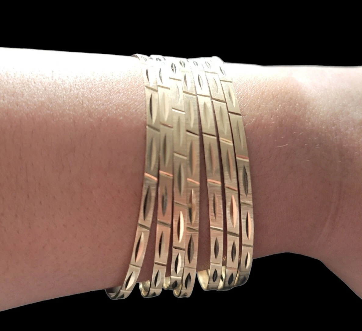 10KT Gold 7 Day Bangle Diamond Cut Bracelet Semanario Wear Resale 30 grams