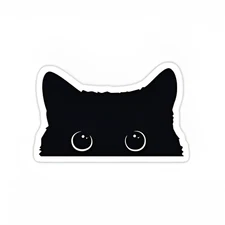 3 PCS Cute Black Cat Peeking Sticker – 5" x 3" Vinyl Decal | Cat Lover Gift