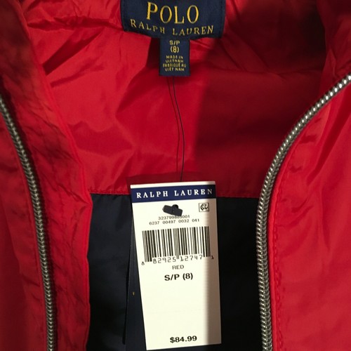 Polo Ralph Lauren Unisex Kids Red Breathable Full Zip Hooded Jacket Size Small 8 - Picture 6 of 6