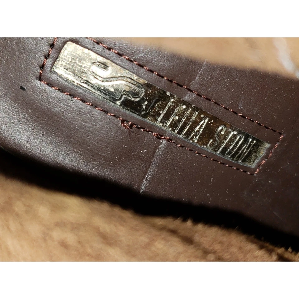 Botas hasta la rodilla Leila Stone para mujer 8 charol marrón punta redonda cremallera lateral Foto 3 de 4