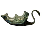 Mid Century Modern Hand Blown Glass Murano Style Swan Bowl 18 inch Blue Amber