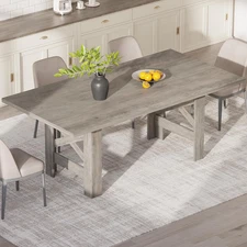 Dining Table for 6-8, 71" Long Kitchen Table with Sturdy Frame & Triangular Legs