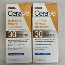 2 Pack CeraVe Hydrating Mineral Sunscreen SPF 30  Deep Sheer Tint 1.7 oz. 6-2026