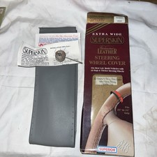 Vtg Genuine Leather Steering Wheel Cover Gray Made By Superior In Usa Lace On Vtg Genuine Leather Steering Wheel Cover Gray Made By Superior In Usa Lace On