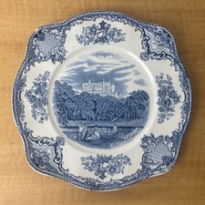 Johnson Bros Old Britain Belvoir Castle 1792 Blue White Square Salad Plate