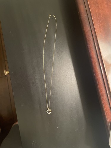 PETITE DIAMONDS 10K YELLOW GOLD OPEN HEART PENDANT HANDMADE NECKLACE NIB# J548 - Picture 5 of 5