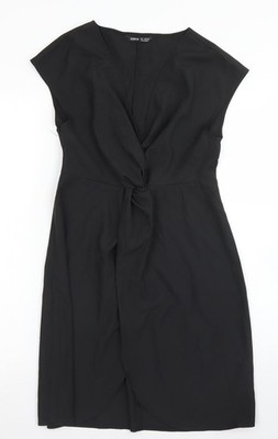 SheIn Damen Bleistiftkleid schwarz Polyester Größe S V-Ausschnitt Reißverschluss