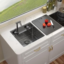 RV Kitchen Sink - Gunmetal Black 18 Inch Undermount Bar Sink with Faucet, 16 ...