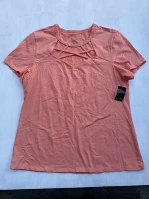 New Torrid Top Womens size 3 4K CORAL SS STRAPPY CUTOUT FOXY T Shirt Top