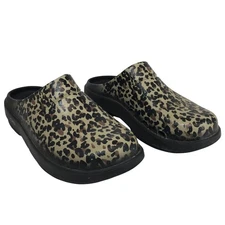 OOFOS Leopard Print Clogs Mule Slip On Comfort Shoes Women Size M6 W8 EU39