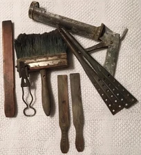VTG Lot of 8 PAINTING Supplies CAULK GUN~BRUSH~SCRAPER~WOOD/METAL STIR STICKS